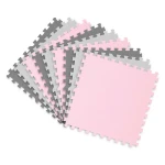 Mata piankowa puzzle 180x180cm 9 szt. szaro różowa 